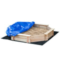 Kids Wooden Octagon Sandbox with Polyester Cover 139.5x139.5x21.5 cm - Natural