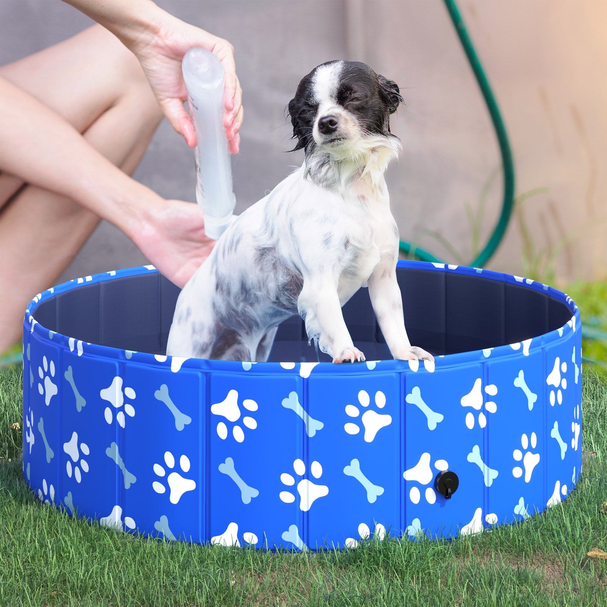 Dog Swimming Pool Foldable Pet Bathing Shower Tub Padding Pool Dog Cat Puppy Washer Indoor/Outdoor ?100 x 30H cm S Sized