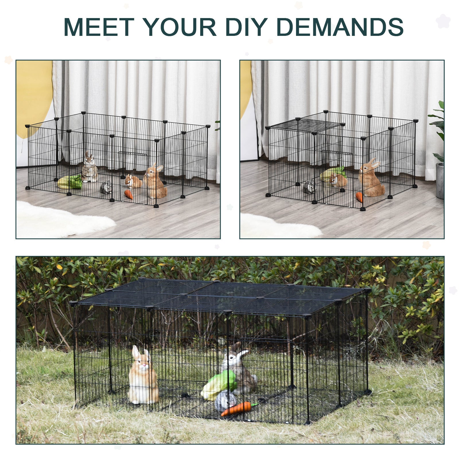 Pet Playpen DIY Small Animal Cage Metal Fence with Door, 22 Pieces, for Bunny Chinchilla Hedgehog Guinea Pig