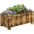 Raised Wooden Flower Bed Planter Box 78x35x30cm Natural Fir Wood - Natural