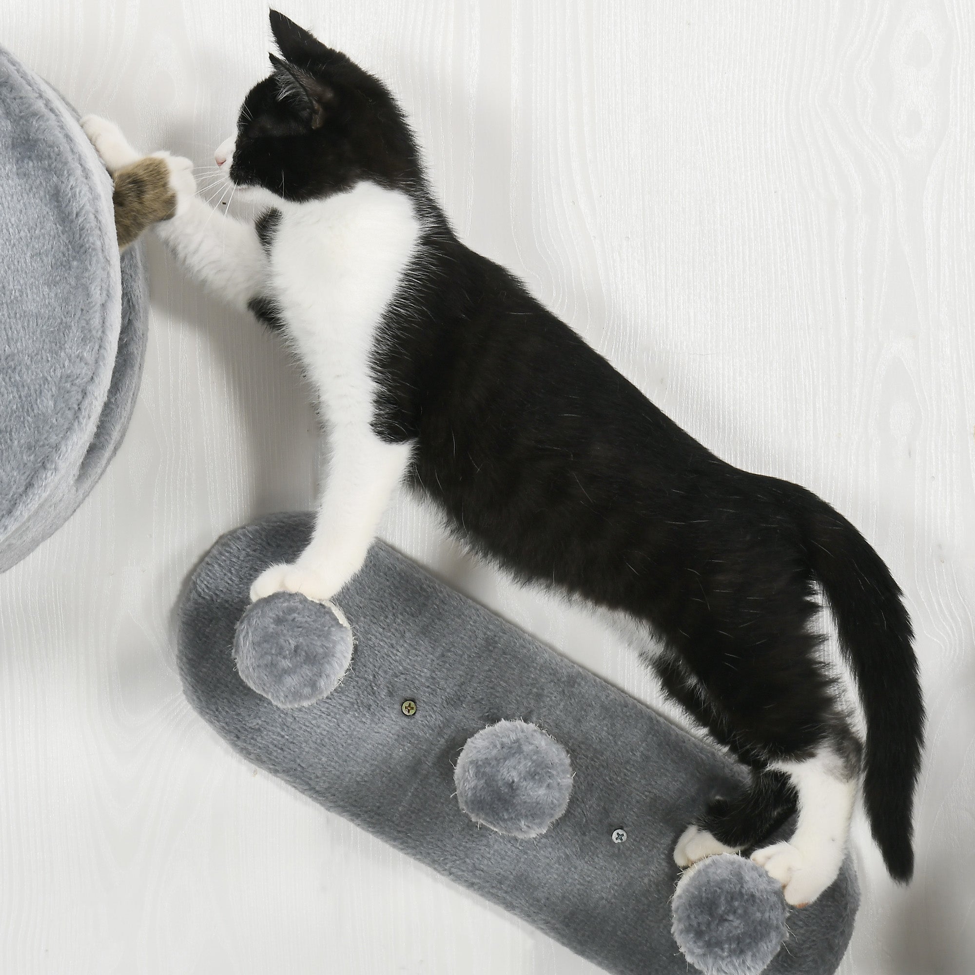 4PCs Wall Mounted Cat Tree Cat Wall Furniture with Platforms, Steps, Scratching Post, Perch, Cat Condo for Indoor Cat - Grey