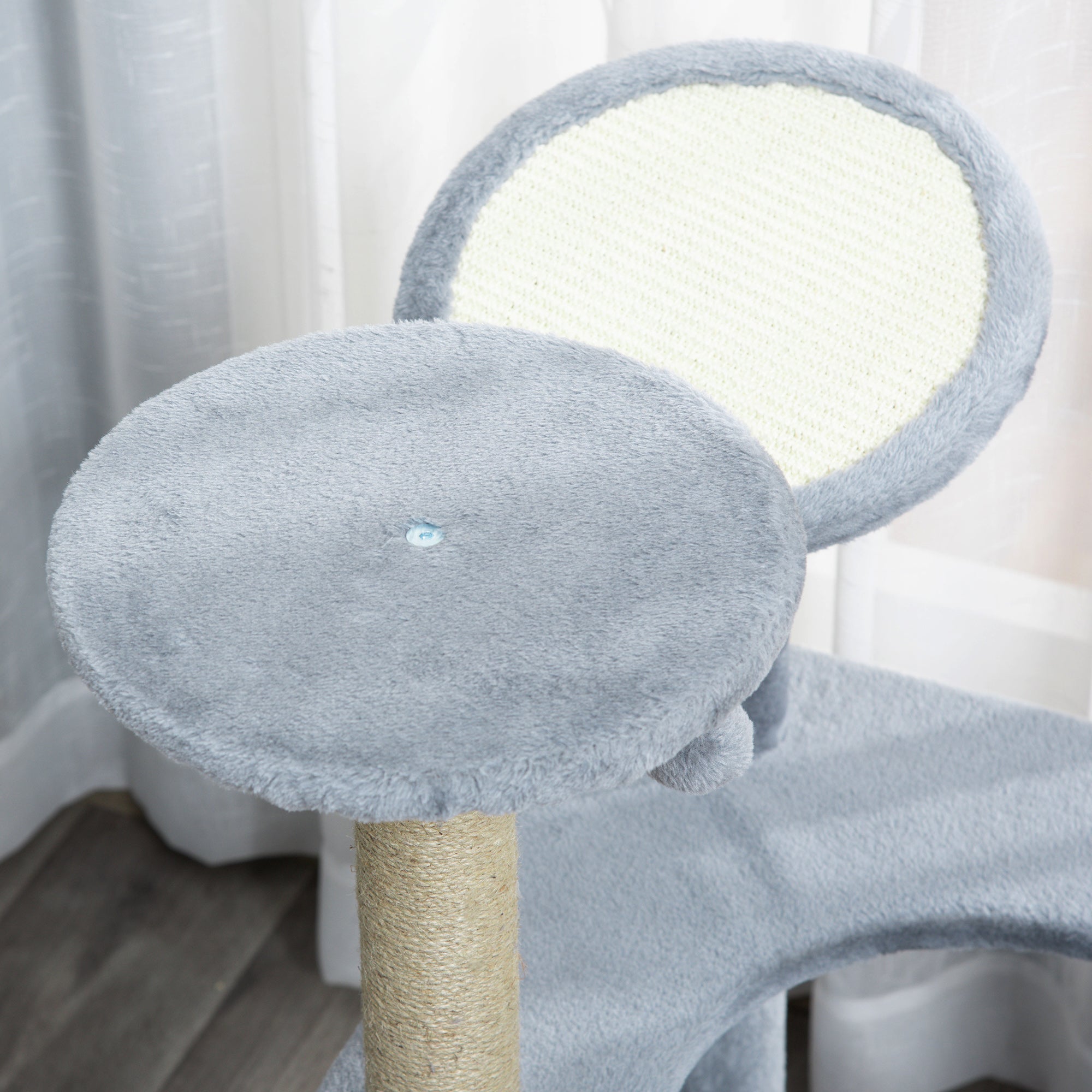 Cat Tree Tower Kitten Activity Center Scratching Post with Condo Bed Scratcher Perch Ball Toy Grey