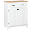 Modern Kitchen Cupboard Storage Cabinet with 2 Drawers and Tableware Organizer - White