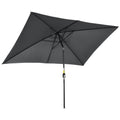 3x2m Rectangular Patio Parasol with Aluminum Tilt Crank Sun Shade - Black