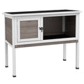 Wooden Rabbit and Guinea Pig Hutch with Built-in Tray and Openable Asphalt Roof 84x43x70 cm - Brown