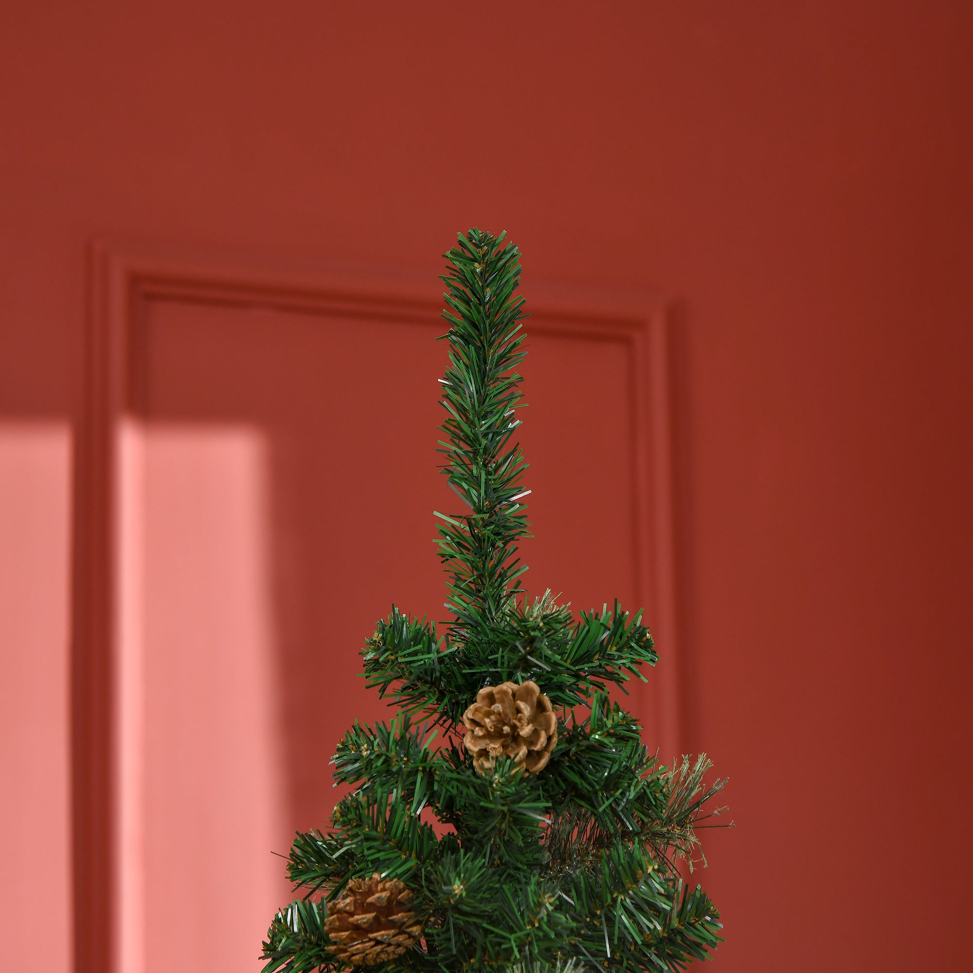 6.5' Tall Slim Christmas Tree Artificial with Realistic Branches, 556 Tip Count and 27 Pine Cones, Xmas