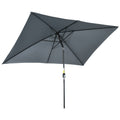 3x2m Rectangular Patio Parasol with Aluminum Tilt Crank Sun Shade - Dark Grey