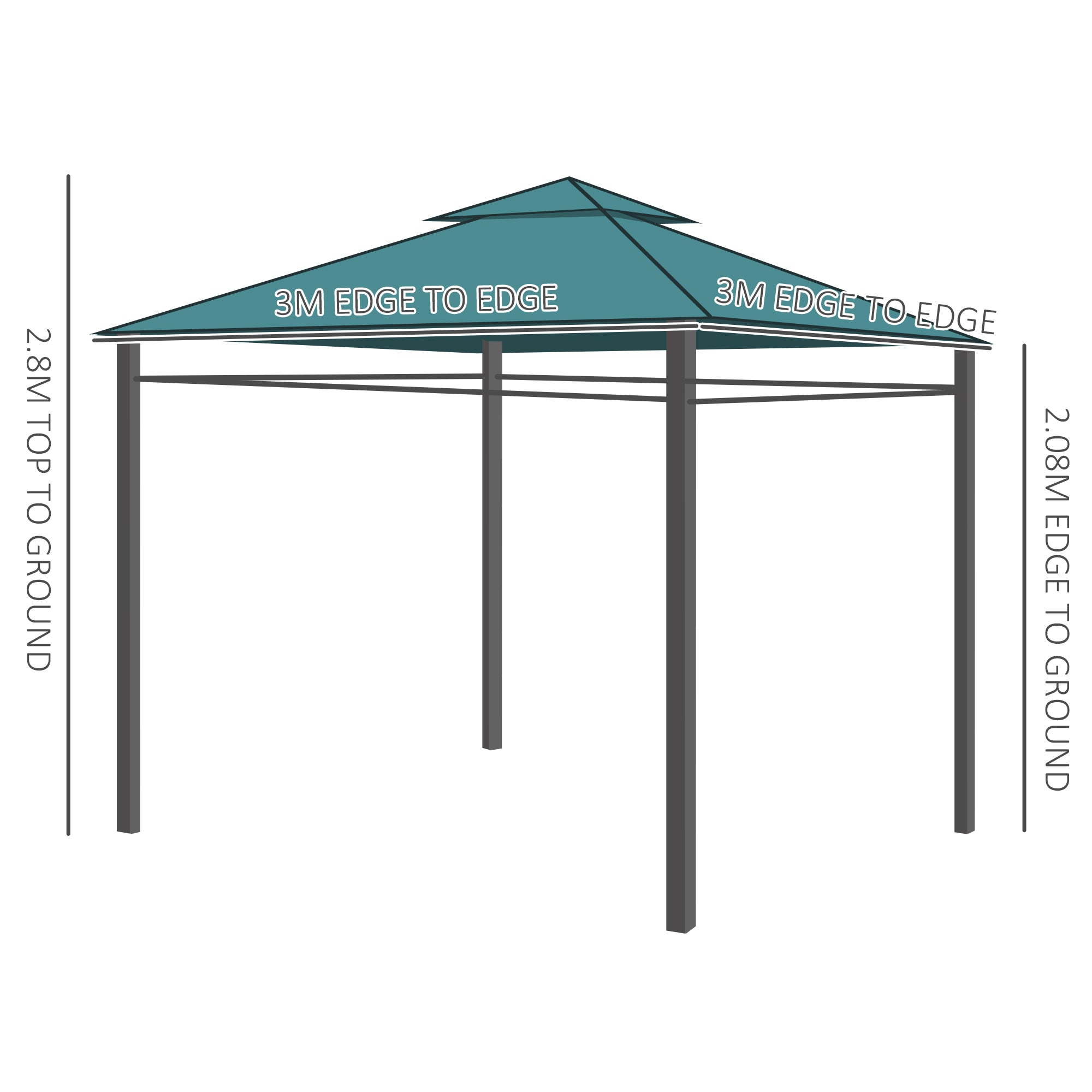 3(m) x 3(m) Metal Garden Gazebo Marquee Party Tent Patio Canopy Pavilion + Sidewalls - Green