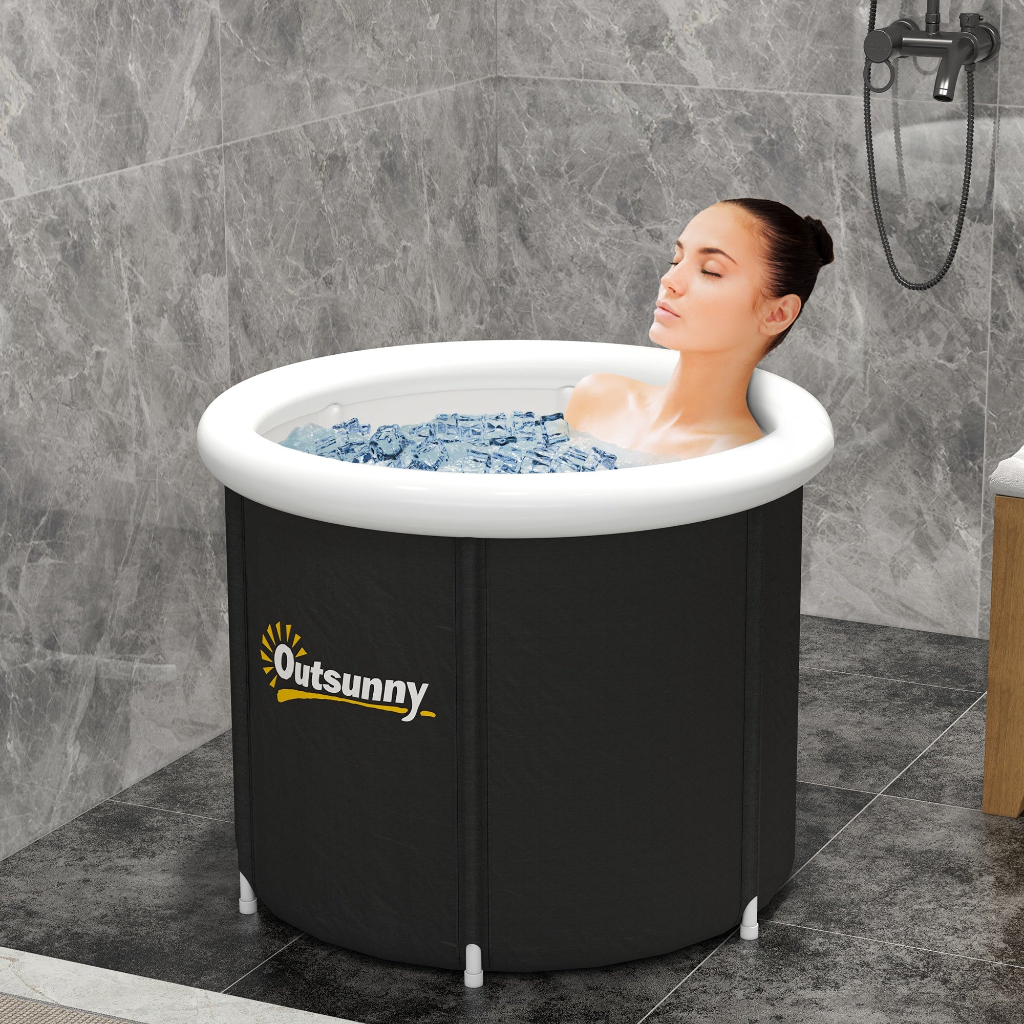 Cold Plunge Tub, Portable Ice Bath Cold Water Therapy Tub with Thermo Lid, for Athletes Polar Recovery, Black