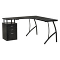 L-Shaped Computer Desk with Storage Drawers Home Office Workstation - Black