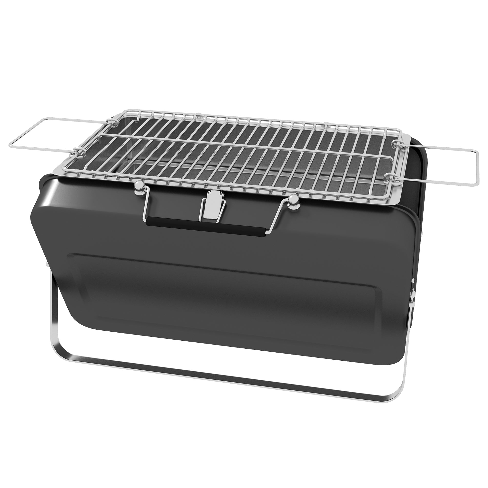 Foldable Mini Charcoal Barbecue Grill with Handle - Black