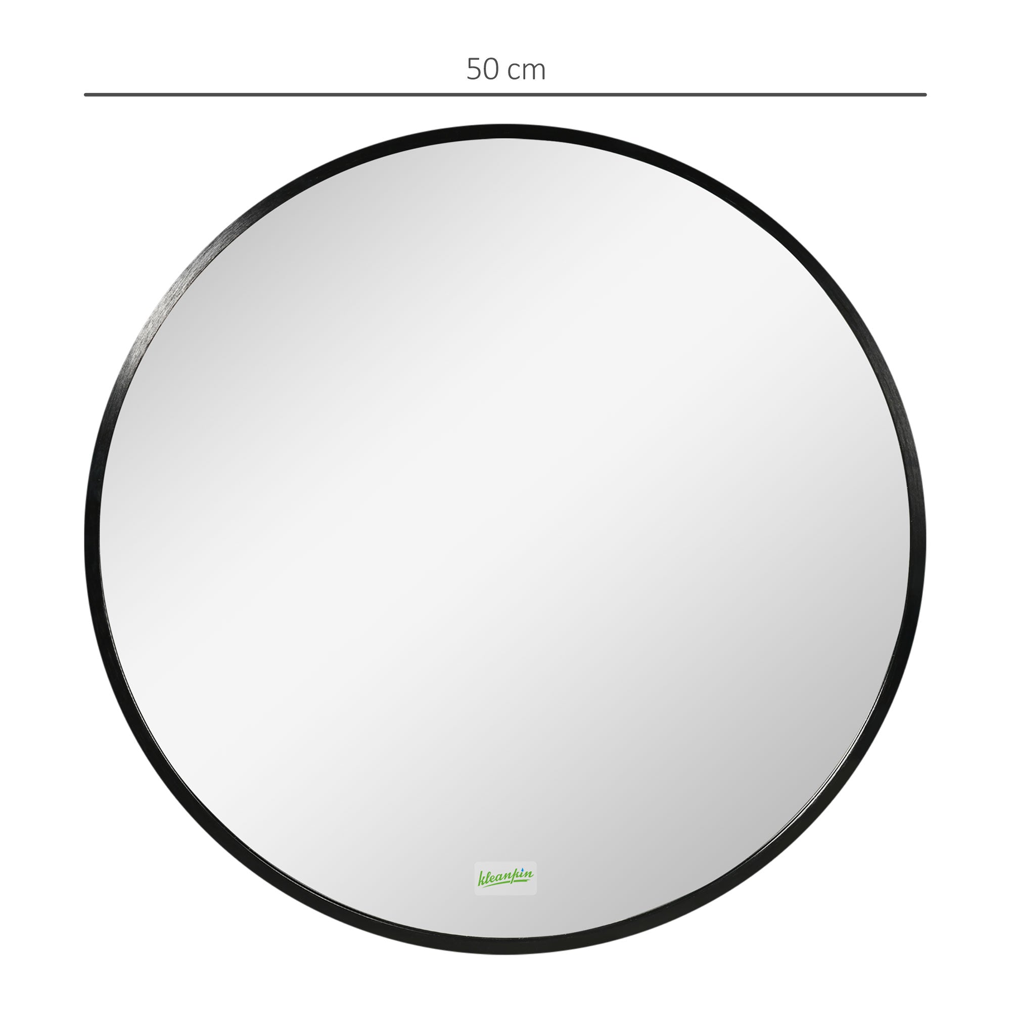 Round Bathroom Mirror, Modern Wall-mounted Makeup Mirror with Aluminium Frame for Washroom Living Room, Black, 50x50 cm