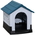 Outside Dog Kennel House for Miniature Dogs 64.5 x 57 x 66 cm - Blue Black Grey White