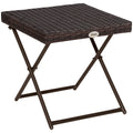 Foldable Square Rattan Coffee Table with Steel Frame - Brown