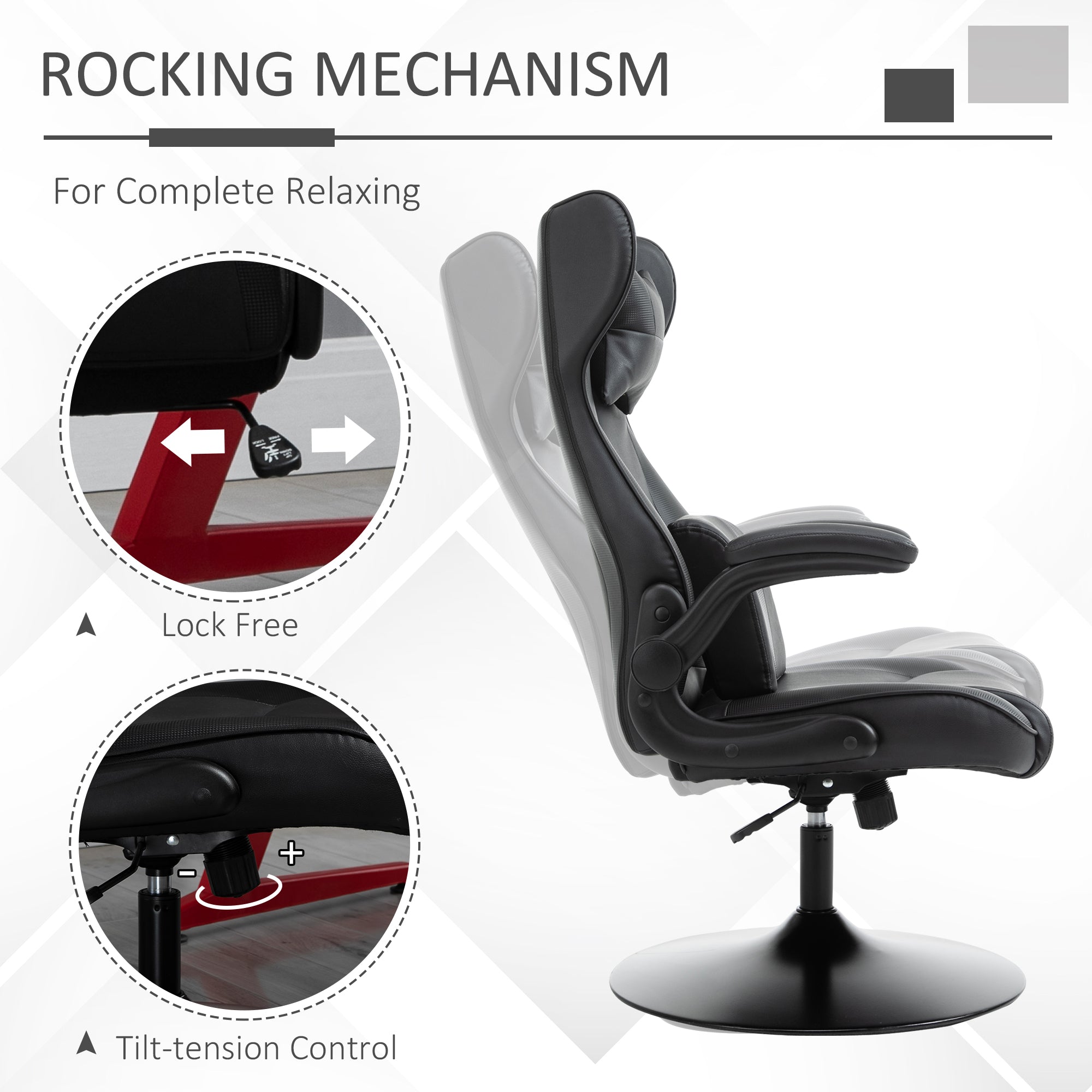 Video Game Chair with Lumbar Support, Racing Style Home Office Chair, Computer Chair with Swivel Base, Flip-up Armrest and Headrest, Black