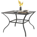4 Seater Steel Garden Dining Table with Parasol Hole - Dark Grey