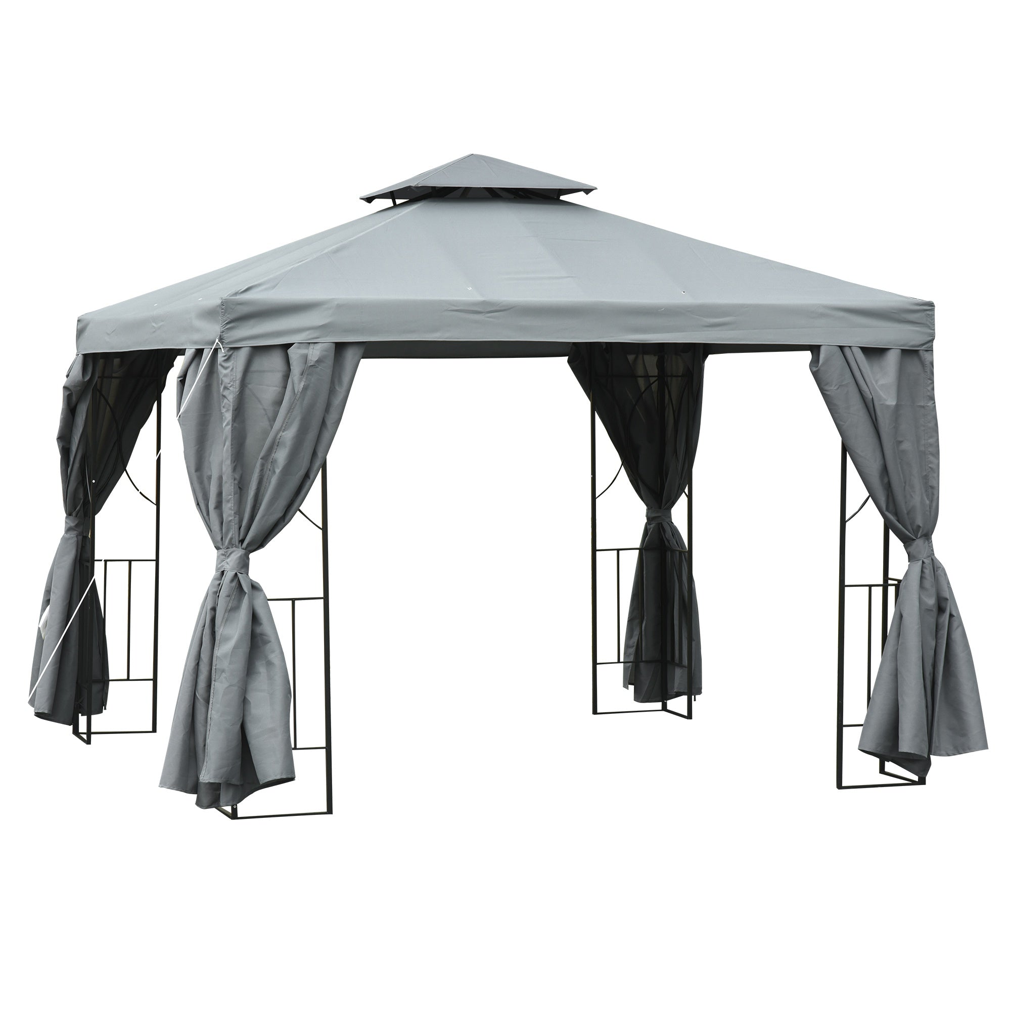 3 x 3 m Garden Metal Gazebo Marquee Patio Wedding Party Tent Canopy Shelter with Pavilion Sidewalls (Dark Grey)