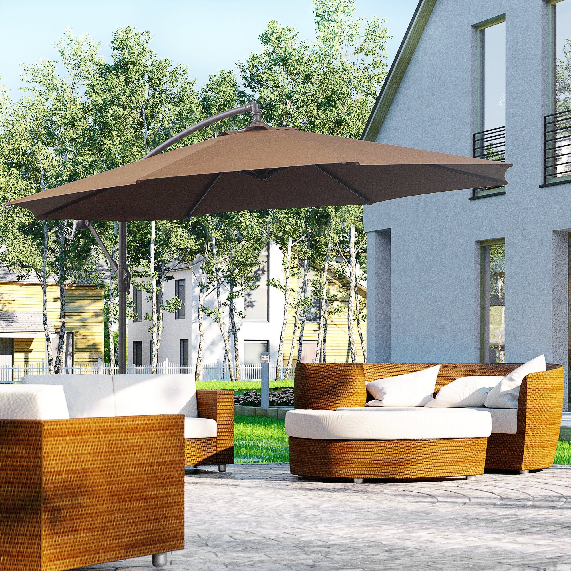 Cantilever Umbrella Parasol Hanging Banana Steel Brown 3M Patio