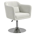 Modern Swivel Accent Chair with Adjustable Height and Pillow - Cream White