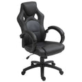 High-Back Faux Leather Swivel Office Desk Chair with Wheels and Armrests - Black