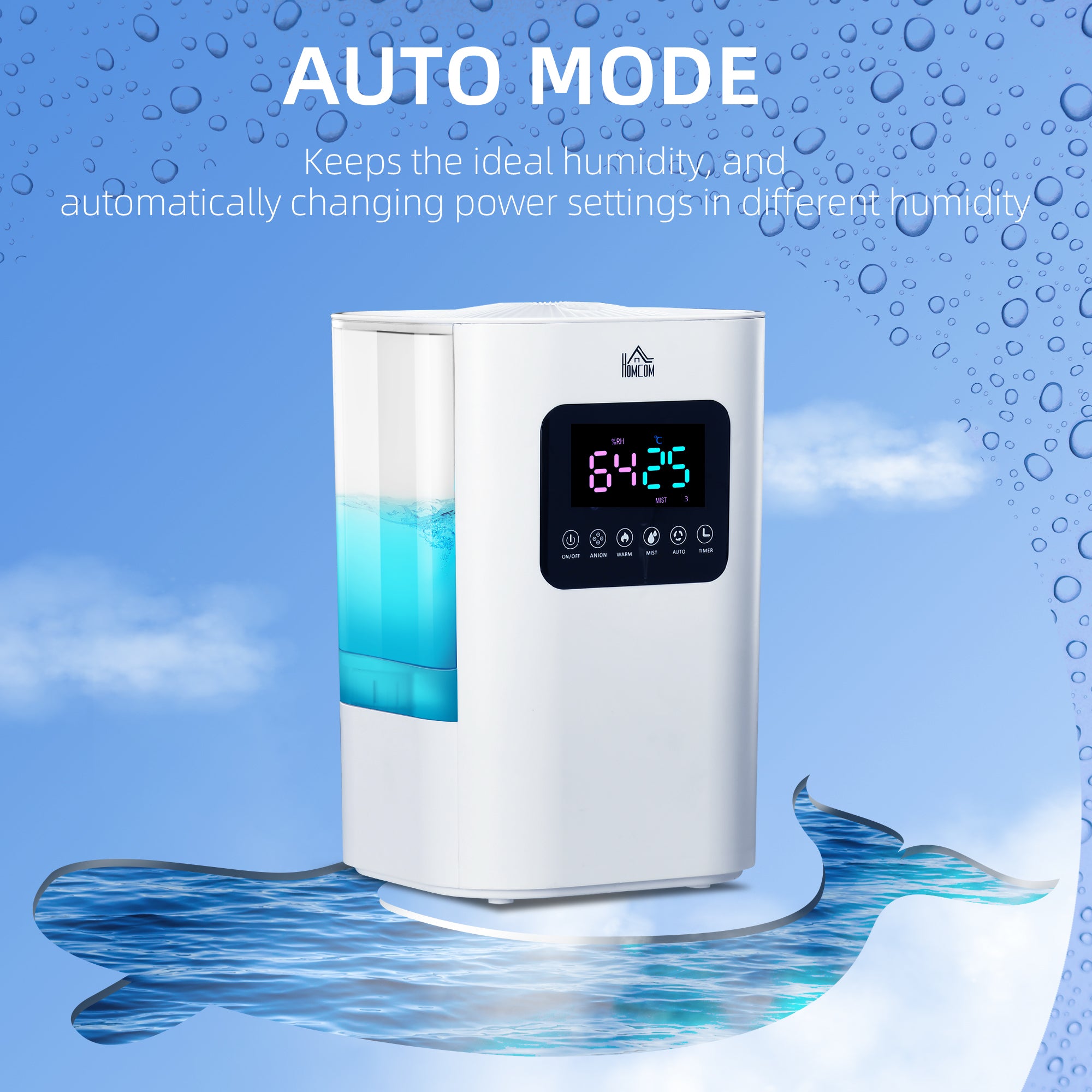 6L Warm Cool Mist Humidifiers for Bedroom, Air Humidifiers with Remote, LED Display, Quiet Operation with Auto Mode, Up to 13H for 20 ㎡, White
