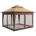 3 x 3 Metre Pop Up Gazebo with Mosquito Netting and Carry Bag - Khaki