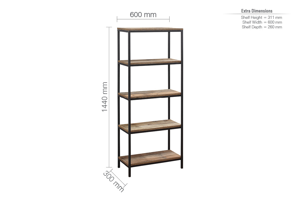 Urban 5 Tier Bookcase