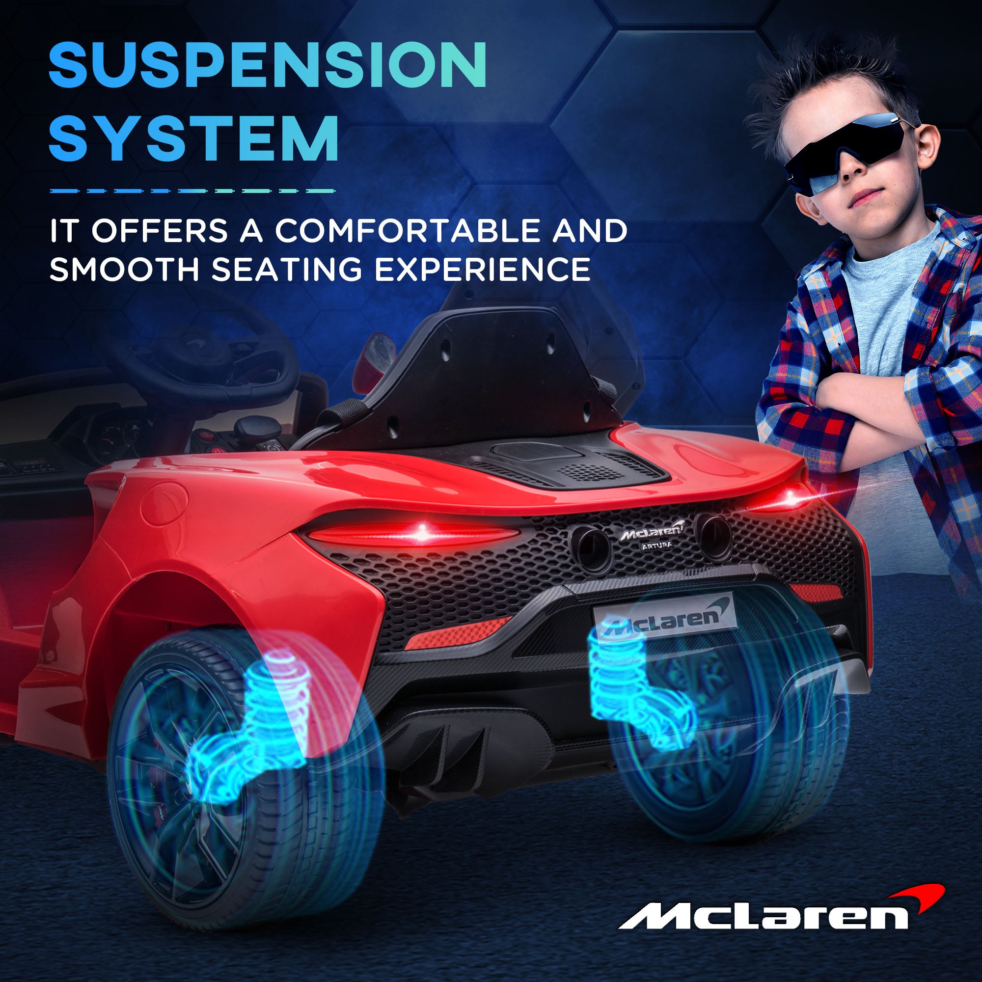 Mclaren Licensed Kids Electric Ride on Car with Butterfly Doors, 12V Powered Electric Car with Remote Control, Horn, Headlights, MP3