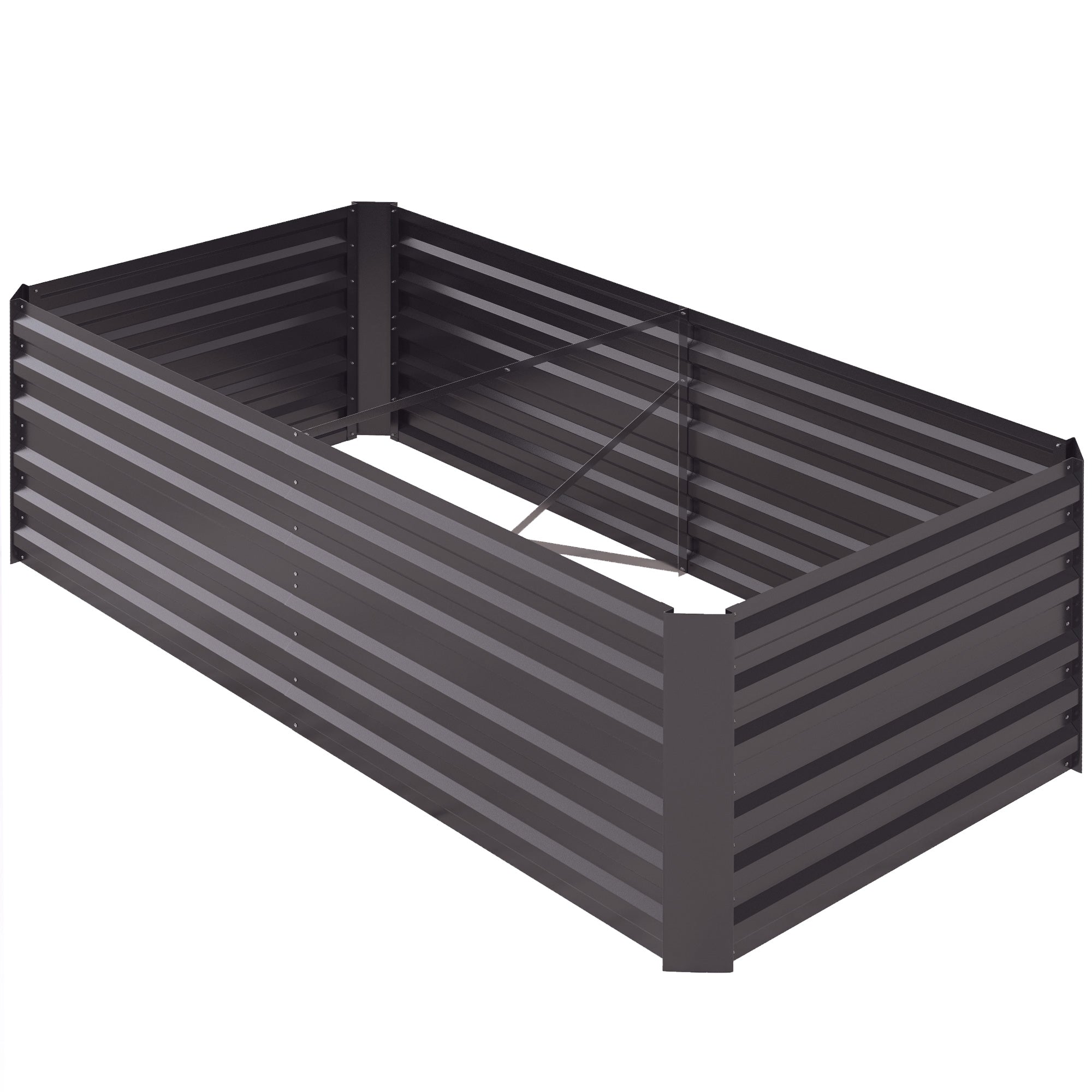 Raised Beds for Garden, Galvanised Steel Outdoor Planters with Multi-reinforced Rods, 180 x 90 x 59 cm, Dark Grey