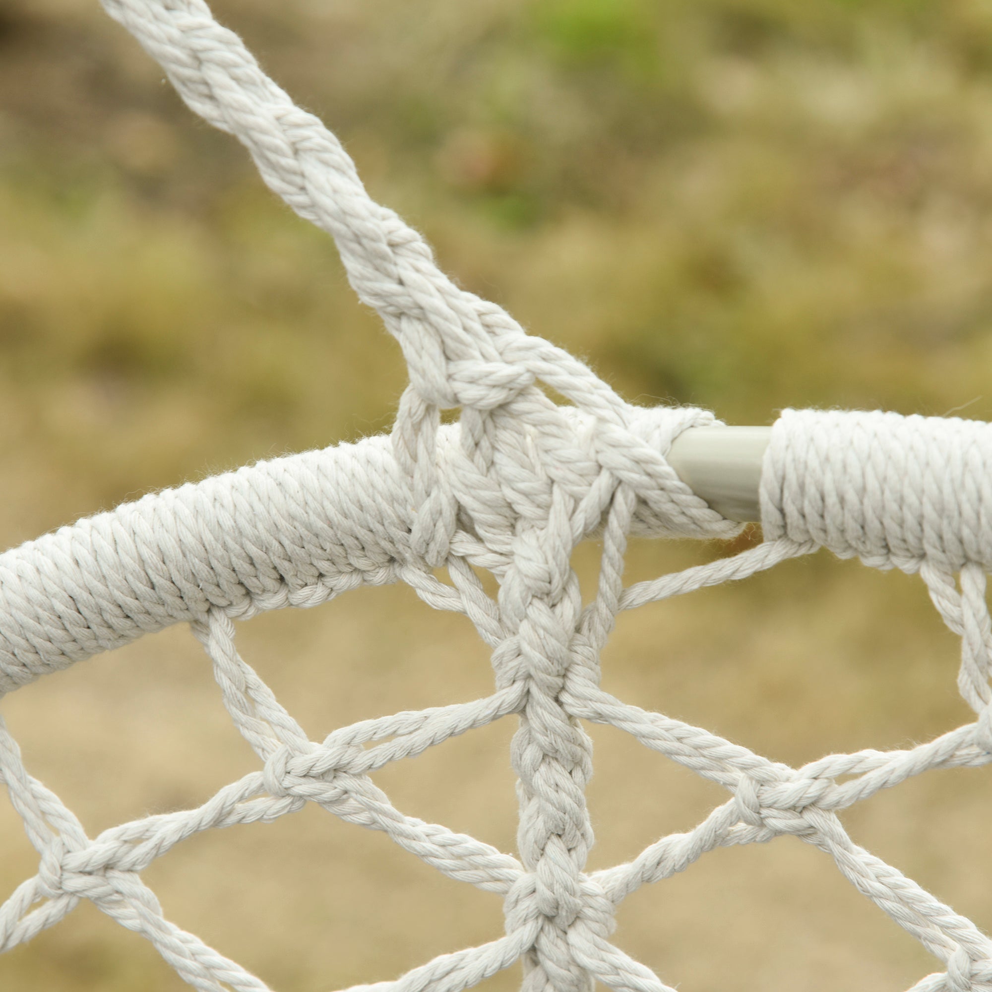 Hanging Hammock Chair Cotton Rope Porch Swing with Metal Frame, Large Macrame Seat for Patio, Garden, Bedroom, Living Room, Cream White