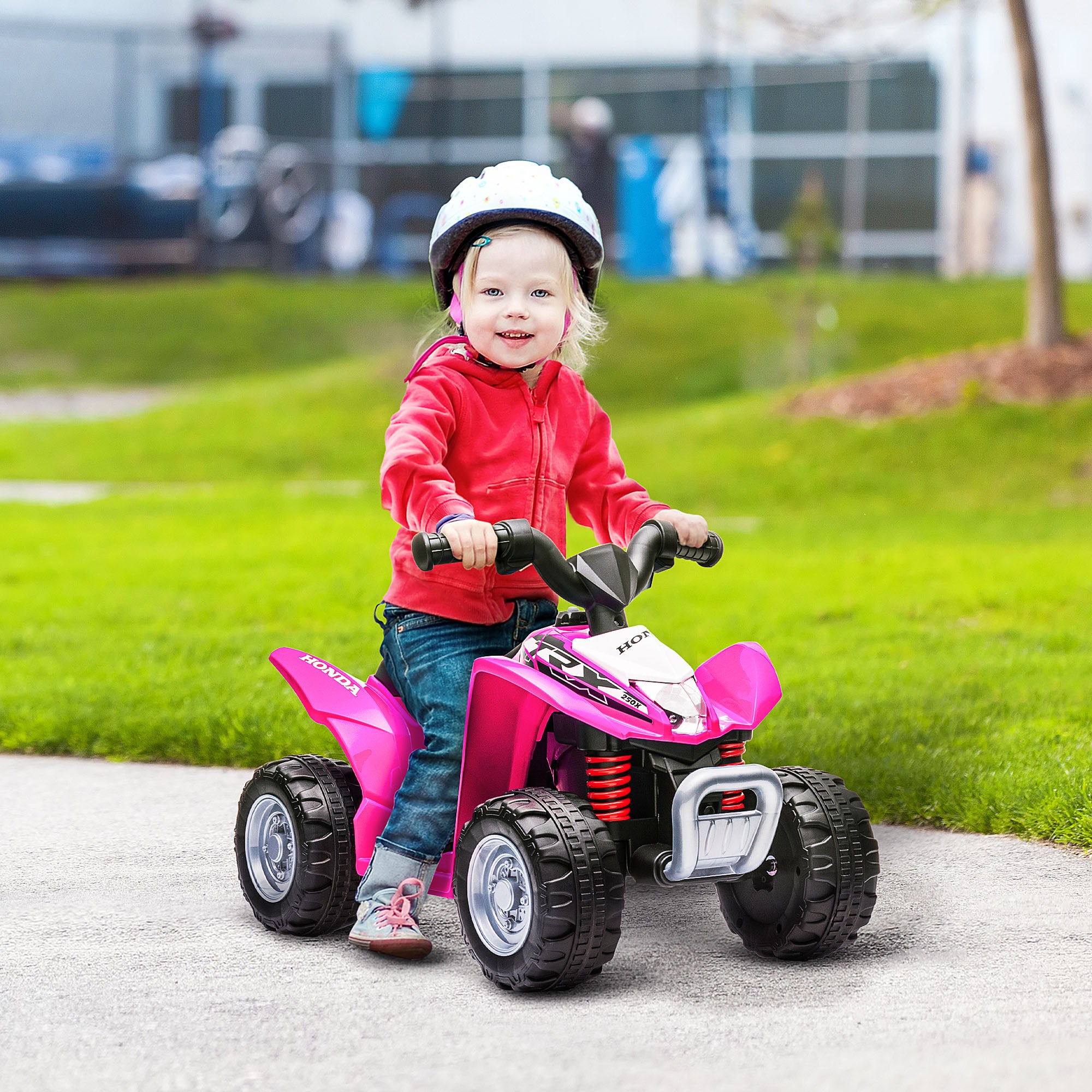 Honda Licensed Kids Quad Bike, 6V Electric Ride on Car ATV Toy with LED Light Horn for 1.5-3 Years, Pink