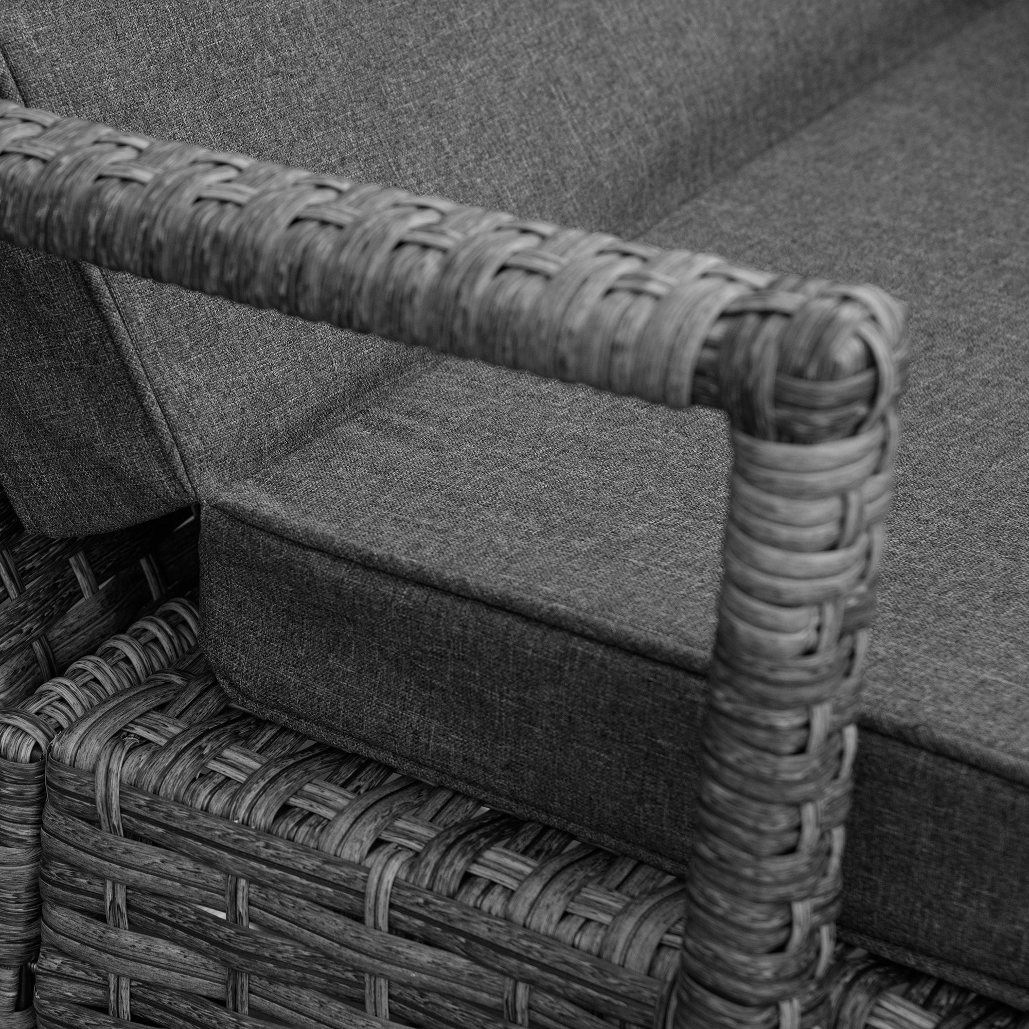 PE Rattan Sun Loungers set of 2 with Cushion, Outdoor 2 Pieces Garden Sunbed Furniture with 4-Level Recliner Backrest, and Armrest, Grey