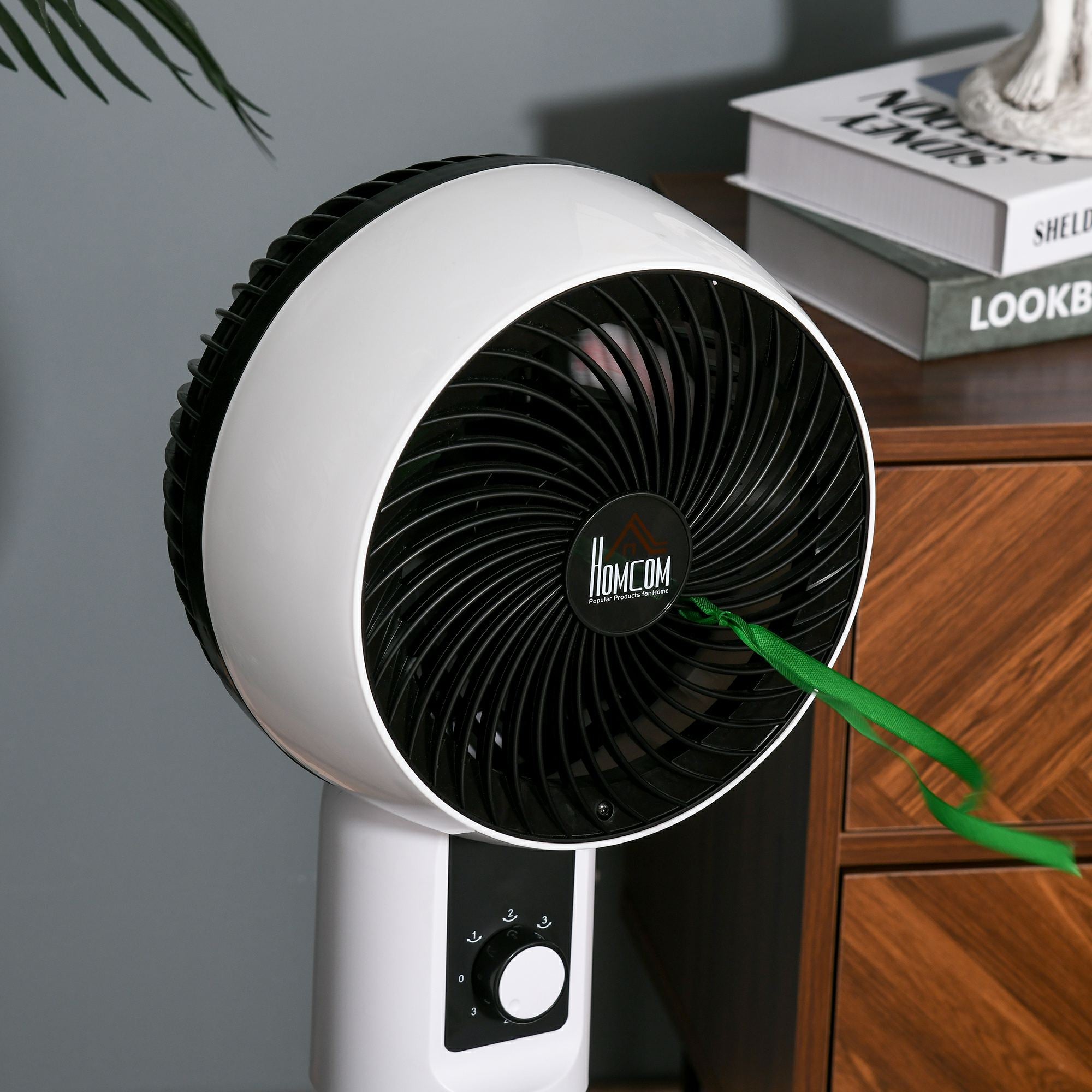 32'' Air Circulator Fan 3 Speed, 70° Oscillation 90° Vertical Tilt, Round Base, Carry Handle, for Living Room, Bedroom, Office, Black and White