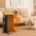 2720W Digital Display Oil Filled Radiator 11 Fin Portable Electric Heater with Timer Remote Control Safety Switch - Black