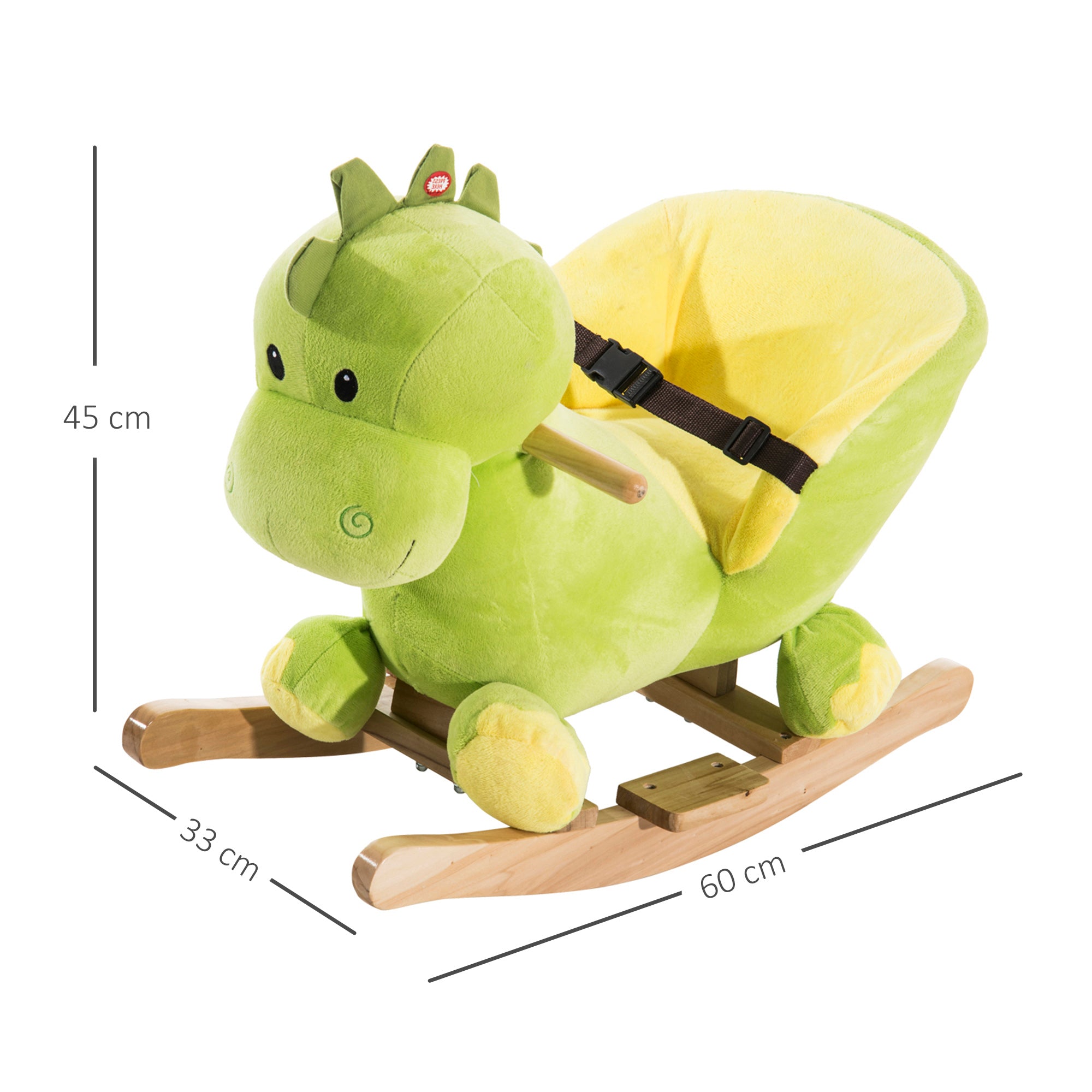 Kids Rocking Horse Plush Ride On Dinosaur Seat w/Seat Safety Belt, 32 Songs, Ride on Horses Toys 18 Months Up