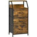 Industrial Storage Cabinet with 3 Fabric Drawers and Display Shelves - Rustic Brown