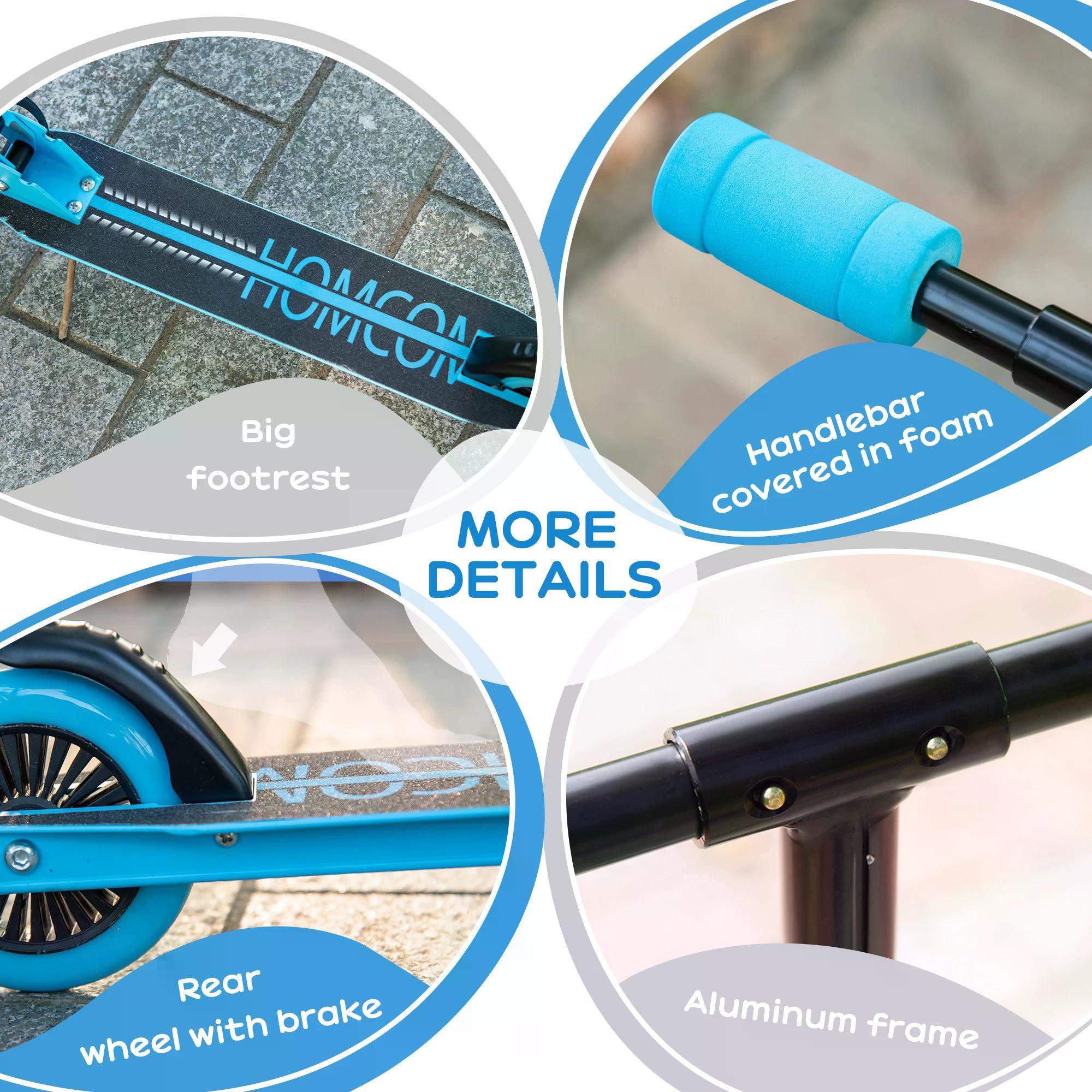 Scooter for Kids Toddler Foldable Kick Scooter with Adjustable Height Brake for Boys and Girls 3-8 Years Aluminium Blue