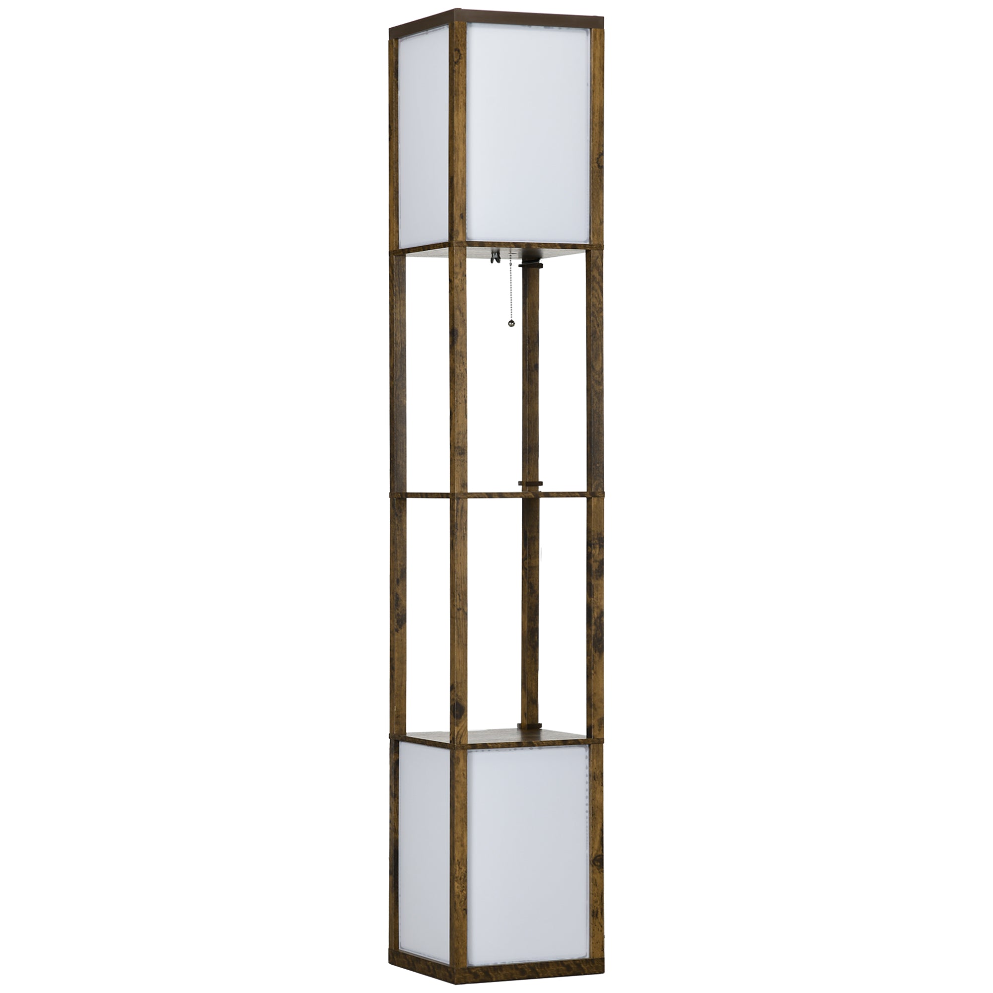 Modern Floor Lamp with Dual Ambient Lights and Shelves 156cm - Brown