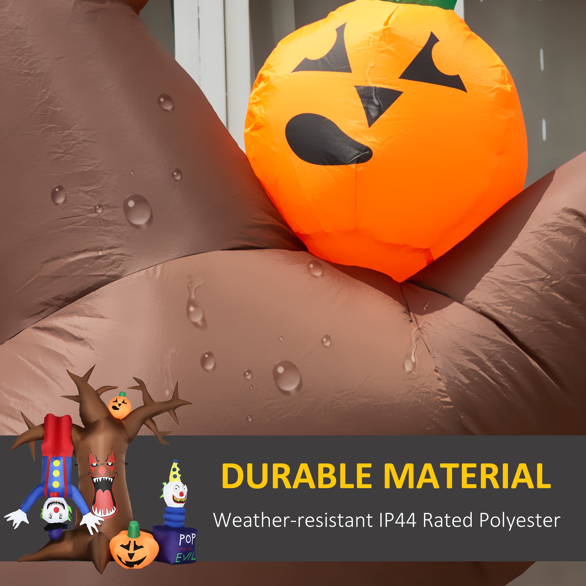 N7ft Halloween Inflatable Tree with Ghosts, Upside-down Clown Pumpkins