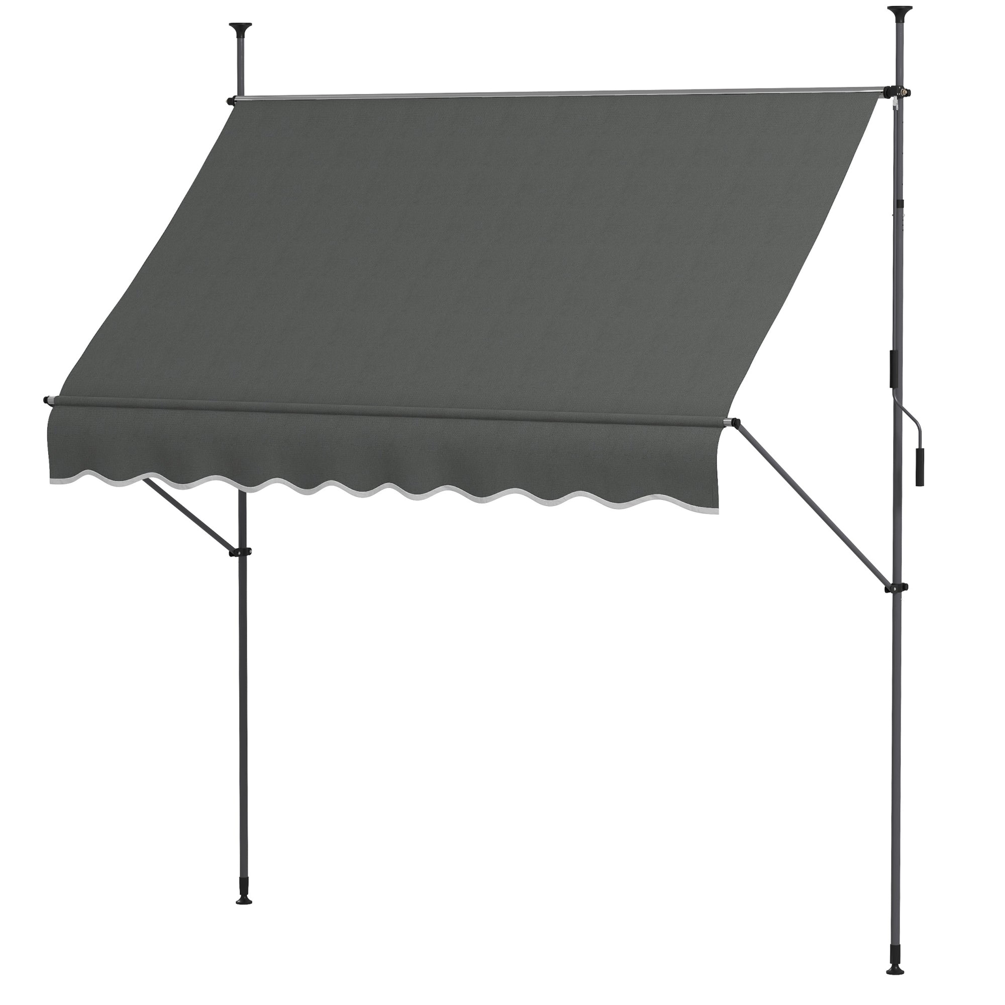 2.5 x 1.2m Retractable Awning, Free Standing Patio Sun Shade Shelter, UV Resistant, for Window and Door, Dark Grey