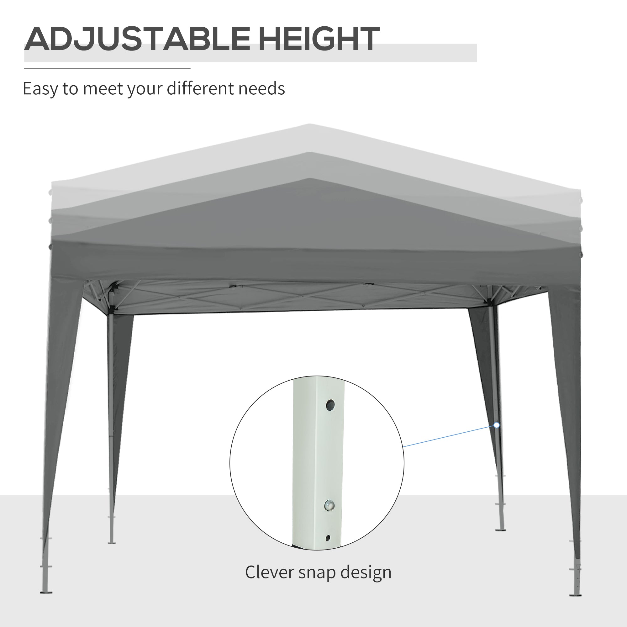 3 x 3 Meters Pop Up Water Resistant Gazebo Wedding Camping Party Tent Canopy Marquee with Carry Bag and 2 Windows, Grey