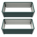 Set of 2 Galvanised Steel Raised Garden Beds with Open Bottom - Green