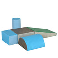 Kids 5-Piece PU Soft Climb & Crawl Playset - Blue/Green