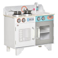 Kids Wooden Toy Kitchen Playset with Sink Faucet and Stainless Steel Pot for Ages 3-6 - White