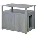 Wooden Cat Litter Box Enclosure with Adjustable Interior Wall & Large Tabletop - Grey