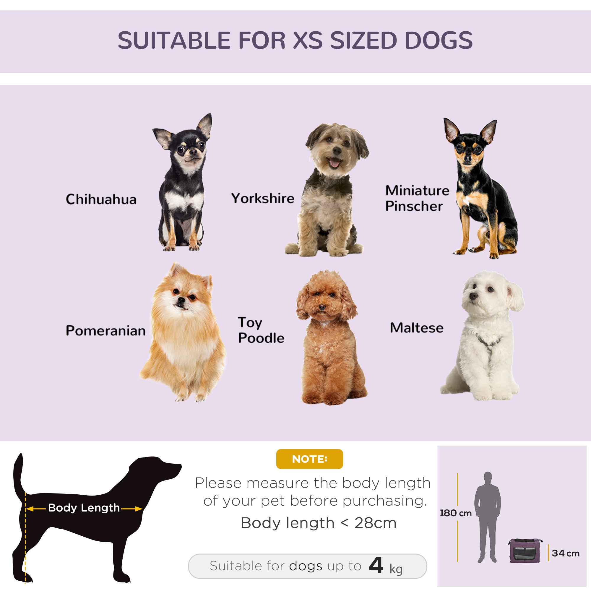 49cm Pet Carrier Portable Cat Carrier Foldable Dog Bag Pet Travel Bag w/ Cushion for Miniature Dogs, Purple