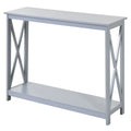 Console Table Hallway Desk with Storage Shelf and X Design - Grey