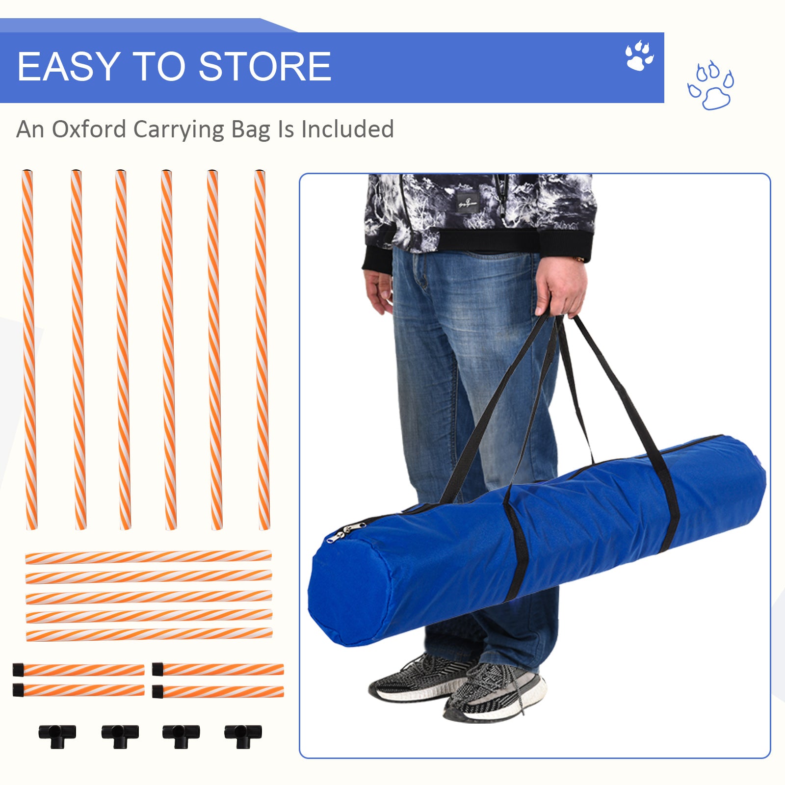 Dog Agility Weave Poles Training Obstacle Course Set Slalom Equipment Outdoor Indoor with Oxford Bag