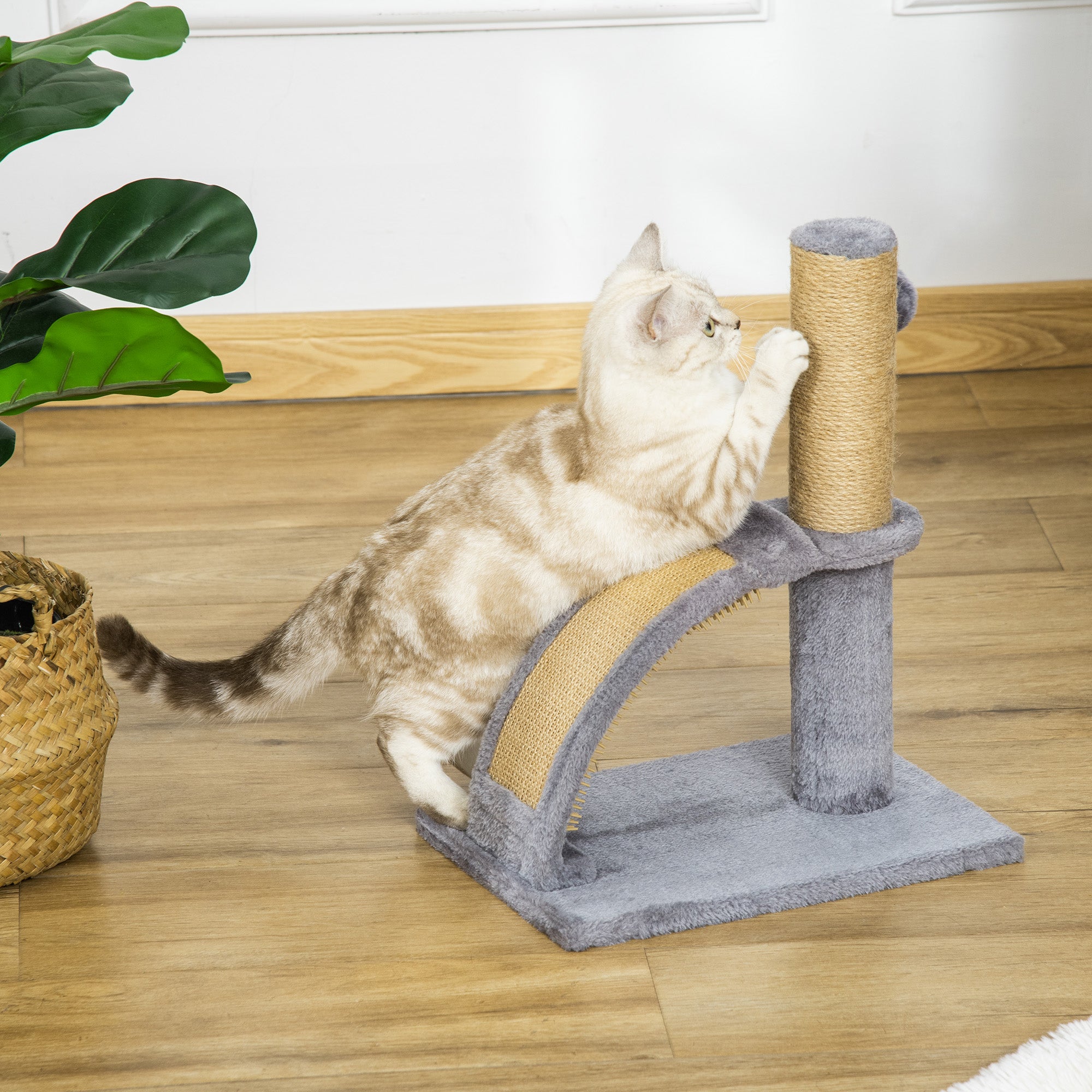 Cat Tree for Indoor Cat, Climbing Activity Center Kitten Tower Furniture with Jute Post Scratching Massage Board Hanging Ball with Bell, Grey