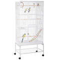 3 Tier Bird Cage with Stand, Wheels, Toys & Ladders for Canaries, Finches, Cockatiels, Parakeets, Budgies - White